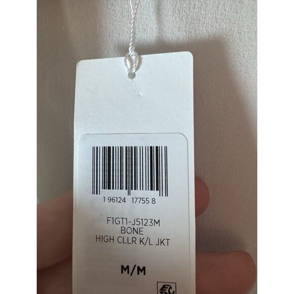 Eileen Fisher Sheer Silk Georgette High Collar Jacket In Bone Sz Medium $328 NWT - Picture 6 of 16